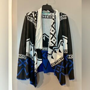 Flying Tomato Aztec Pattern Open Front Cardigan Sweater